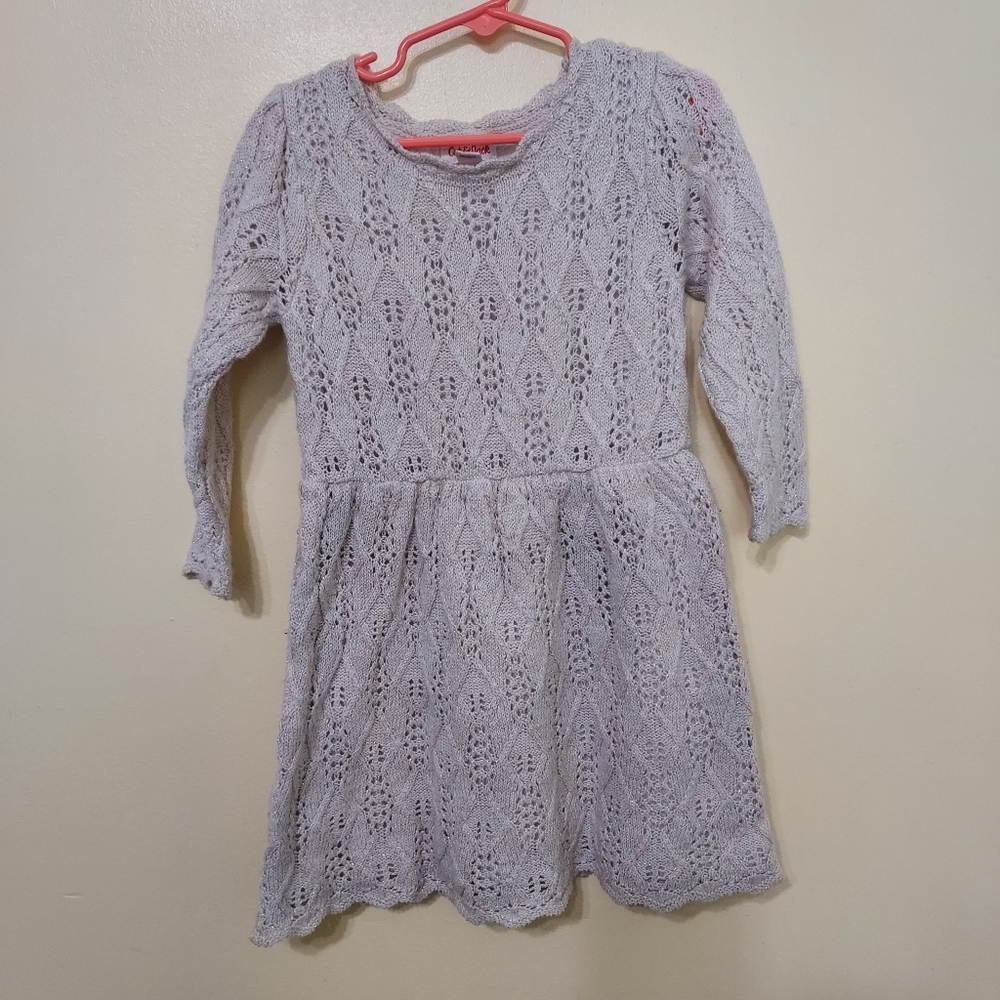 Cat & Jack Cream & Gold sparkle knit dress 5T Party Special Occasion